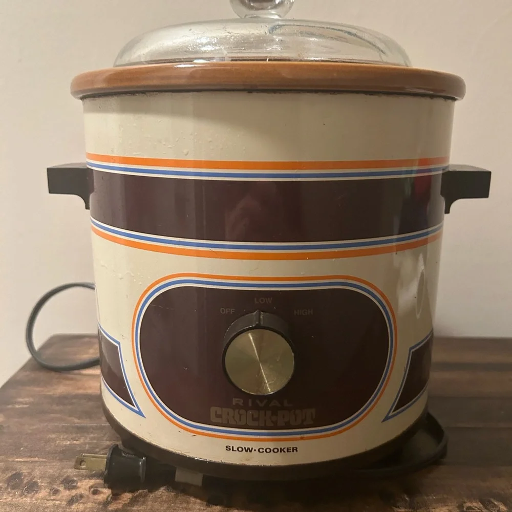 Vintage Rival Crock-Pot Slow Cooker 3.5 Qt Model 3100 Brown Orange Works